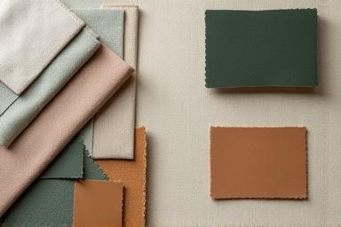 Forskellige bæredygtige tekstilprøver og læderstykker