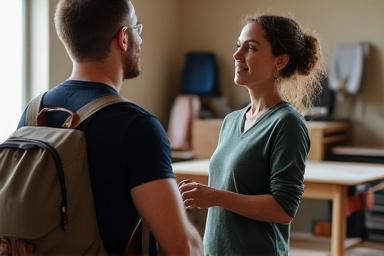 En kunde bliver målt op til en specialtilpasset rygsæk